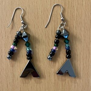 Geometric Beaded Hematite Earrings